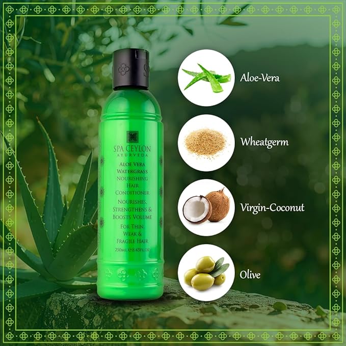 SPA CEYLON Aloe Vera Watergrass Nourishing Hair Conditioner | Nourishes Strengthens and Boosts Volume for Thin Weak and Fragile Hair