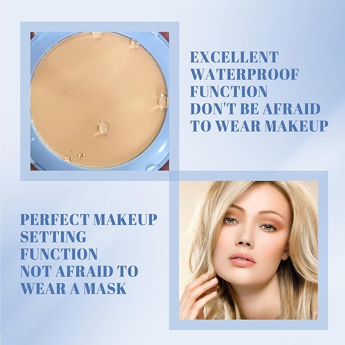 Face Powder, Lasting Waterproof Face Powder Ouhoe, Matte Smooth Flawless Foundation, Lightweight Setting Powders Foundation, Oil Control Face Pressed Finishing Powders (#03 Pure Beige, 0.3oz)