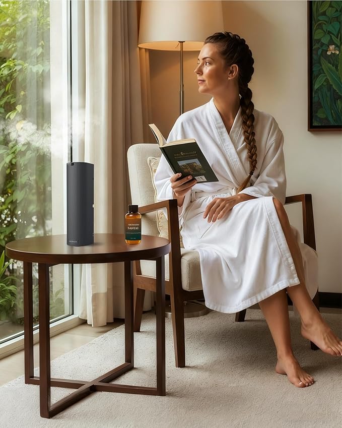 Aromadd Santal Diffuser Oil Inspired by Luxury Hotel Scent, Essential Oils for Waterless Diffuser, Warm Sandalwood & Amber Aroma, Long-Lasting & Natural Home Fragrance - 3.38 fl oz (100 mL)