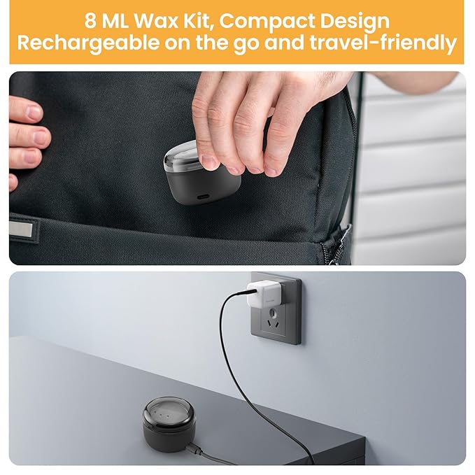 SUERBEATY Ear Nose Wax Kit Men, Nose Hair Waxing Kit for Men, Ear Hair Removal Wax 100g, 20 Pcs Nose Applicator, 15-20 Times, Usb Rapid Heating, Constant Temperature, Painless, Black