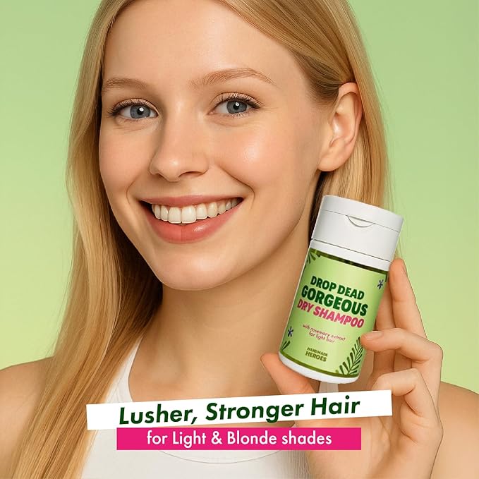 Handmade Heroes Dry Shampoo with Rosemary Oil for Hair Growth Healthier Looking Hair Volumizing Non Aerosol Drop Dead Gorgeous Dry Shampoo Rosemary 1.8oz (Light to Medium 1pc)