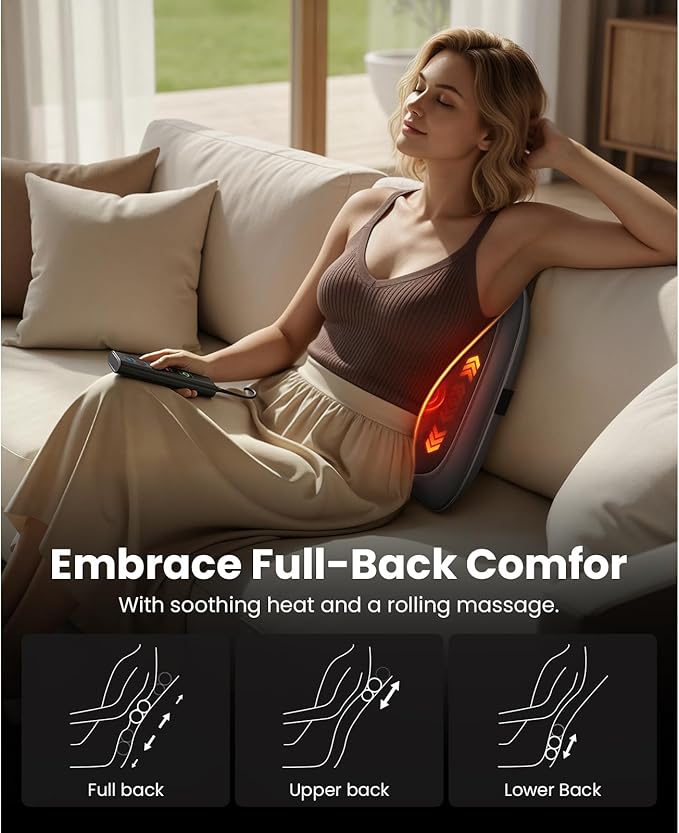 BOB AND BRAD Back Massager for Pain Relief Deep Tissue, FSA EZBack Pro Corded 4D Kneading Shiatsu Back Massager with Heat, HSA Eligible Up and Down Rolling Massage at Office Home, Gift for Man