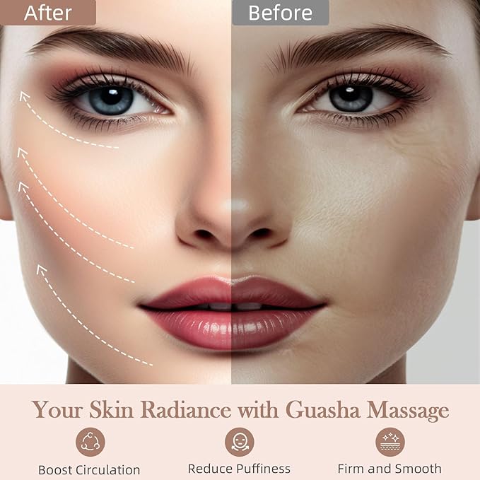 BESKAR Gua Sha Facial Tools, Stainless Steel Guasha Massage Sticks for Jawline Sculpting, Tighten Face Skin and Reduce Wrinkles, Face Eyes Body Neck Massage Tool, Skin Care Gift