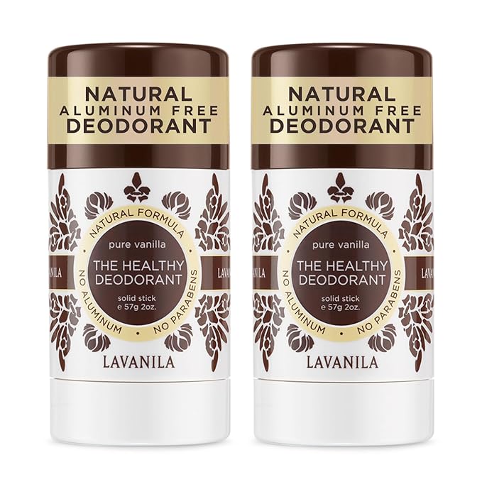 Lavanila Pure Vanilla Deodorant for Women 2-Pack (2 Oz Each) - Natural Aluminum Free Solid Stick Deodorant, Made In USA, Vegan