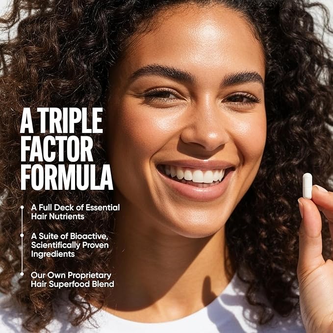 Tru Bloom Hair Growth Vitamins - 1 Month Supply. Clinically Proven to Grow Fuller, Thicker Hair. Drug-Free with Biotin, Collagen, Keratin, MSM, Zinc, D3 + Hair Superfoods