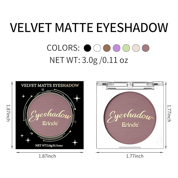 Erinde Mauve Taupe Matte Eyeshadow Palette Makeup for Older Women, Plum Purple Neutral Single Eye Shadow Powder for Green Eyes, High Pigment Waterproof Eyeshadow Sombra Para Ojos, 07