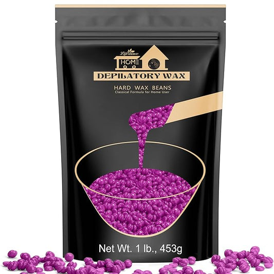 Lifestance Violet Waxing Beads, 1LB Coarse Hair Removal Wax Beans for Face, Eyebrow, Brazilian Bikini, Sensitive Skin at Home for Women and Men