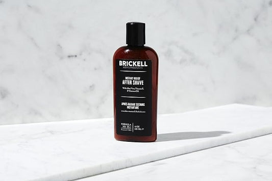 Brickell Men's Products Instant Relief Aftershave for Men, Natural and Organic Soothing After Shave Balm to Prevent Razor Burn, 4 Ounce, Scented