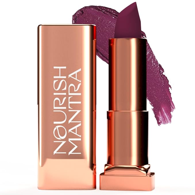 NOURISH MANTRA Creamy Matte Lipstick - Jaipur Dawn | Non-drying, Highly Pigmented | Matte Finish | Enriched with Castor Oil & Vitamin E | Lipstick for Women | 4 g