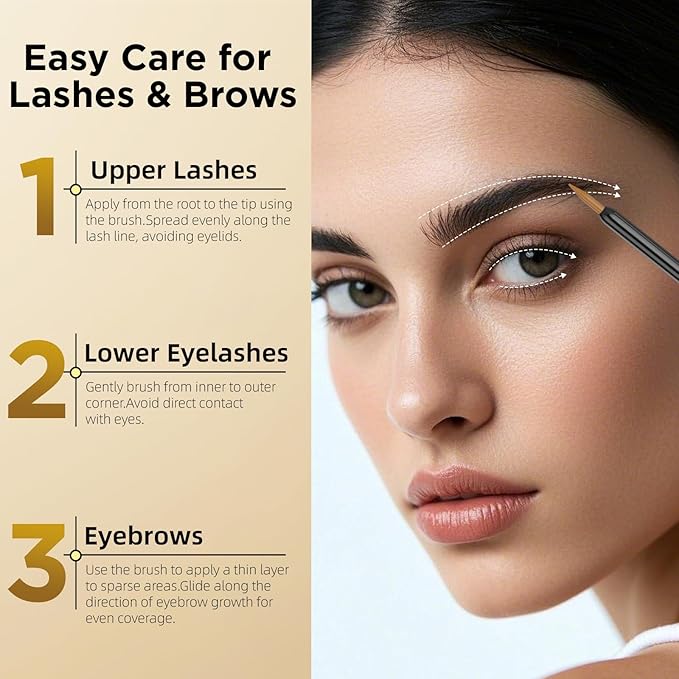 ASAMO Eyelash & Eyebrow Growth Serum - 2-in-1 Lash & Brow Enhancer for Longer, Thicker, Fuller Looking Lashes - Advanced Peptide Formula, Vegan & Cruelty-Free, Safe for Sensitive Eyes - 3ml