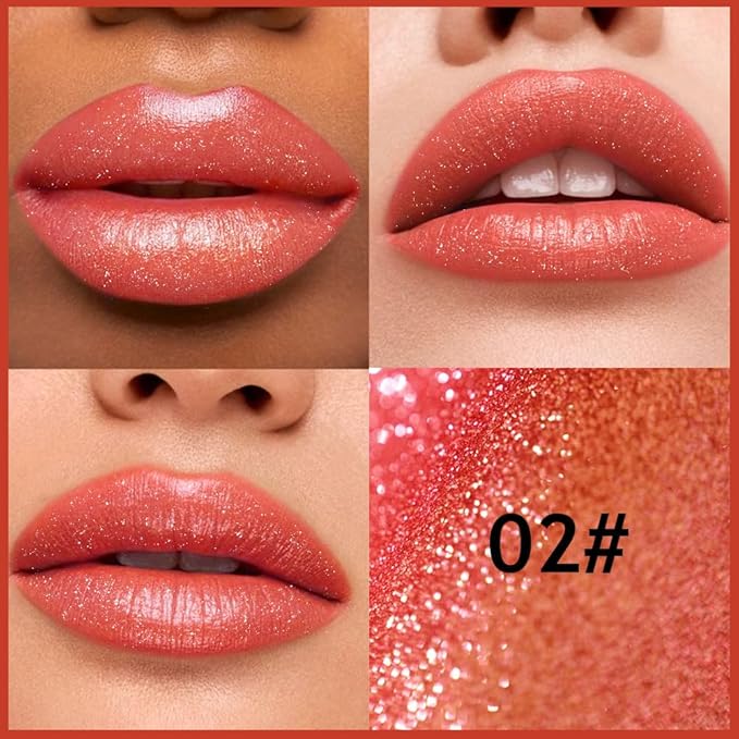 Warm Brown Metallic Lipstick for Women,Lightweight Comfortable Non-Drying Shimmer Frosted Lipstick,Glitter Lip Gloss Stain Long Lasting Waterproof Smudge Proof 24 Hour Full Coverage Lip Makeup,Vegan