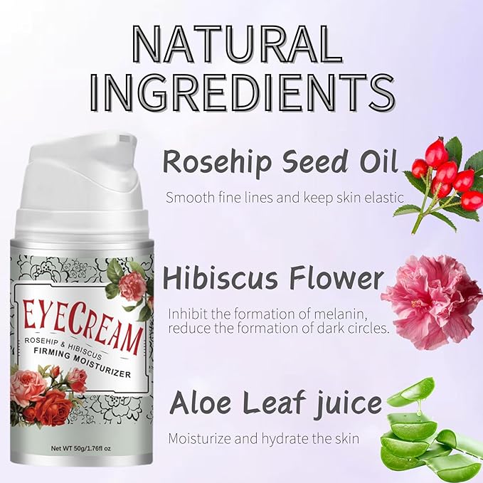 Rosehip Under Eye Cream for Dark Circles - Eye Cream Anti Aging - Anti Wrinkle eye cream for Puffiness and Bags Under Eyes - Firming Eye Serum for Women - Best Under Eye Treatment for Bags