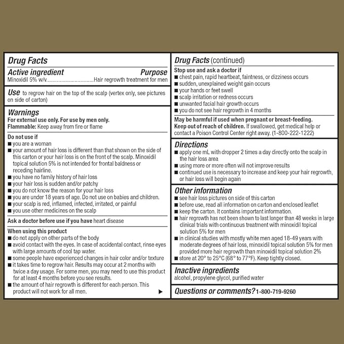 GoodSense Minoxidil Topical Solution USP, 5 Percent, Hair Regrowth Treatment for Men, Extra Strength 6 FL Oz (Pack of 2)