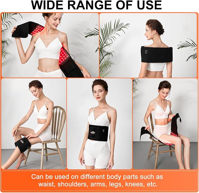 USUIE Red Light Therapy Belt, Infrared Light Therapy Wrap Red Light Therapy Device for Body with Timer for Back Shoulder Waist Muscle Pain Relief for Gift Women Men Gift