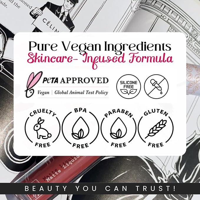 M2U NYC Red Purple Matte Liquid Lipstick – Long Lasting High Impact Color with Up to 17H Wear – Matte Lipstick for Women – No Budge, Lightweight Creamy Vegan Formula Infused with Jojoba Oil - (Plum)