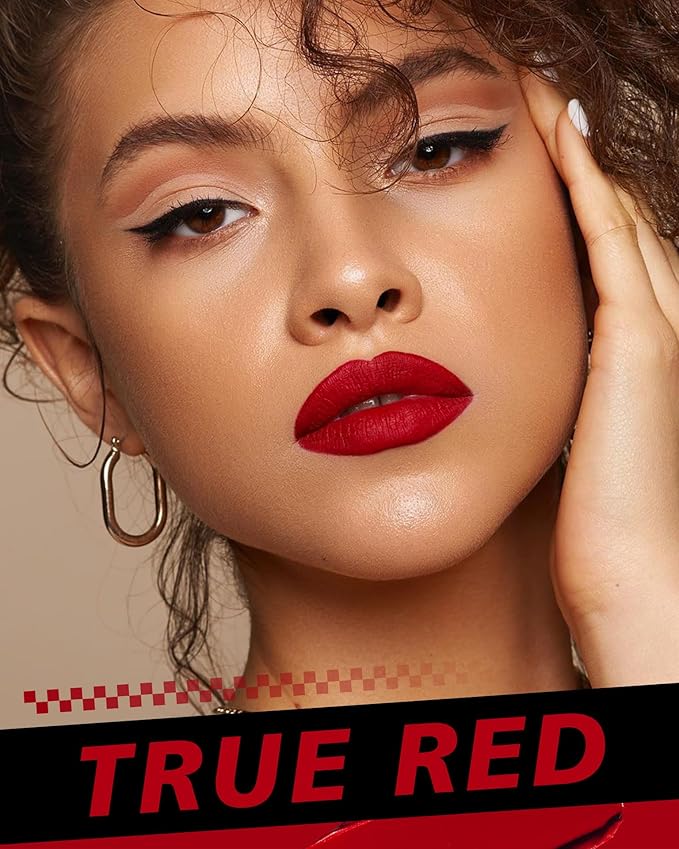 Red Lipstick Set Long Lasting 3Pc Matte Liquid Lipsticks for Women Non Transfer Smudgeproof Red Orange Nude Lipstick Kit Cruelty Free Lip Color, 13/51/61