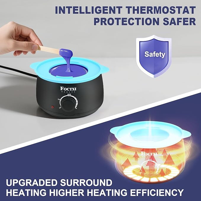 Premium Waxing Kit for Women, Wax Warmer Hair Removal at Home with Beads & Silicone Pot, Hard Wax Warmer for Face, Legs, and Body, Machine, 5 Pack Beads, Accessories, Black