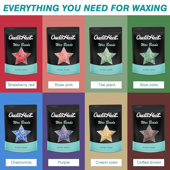 2.4 lb Body Wax Beads Bulk for Hair Removal, Brazilian Waxing Beans for Sensitive Skin Coarse Hair, Bikini Face Leg Armpit Back Chest with 20 Sticks, For At-Home and Professional Salon Use, Pink