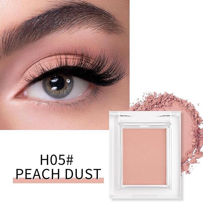 Erinde Single Matte Eyeshadow Palette, Velvet Eye Shadow Compact Powder Natural Makeup, Long-Lasting Eye Makeup, Ultra-Blendable, Pigmented Color, Vegan Formula, H05 Peach Dust