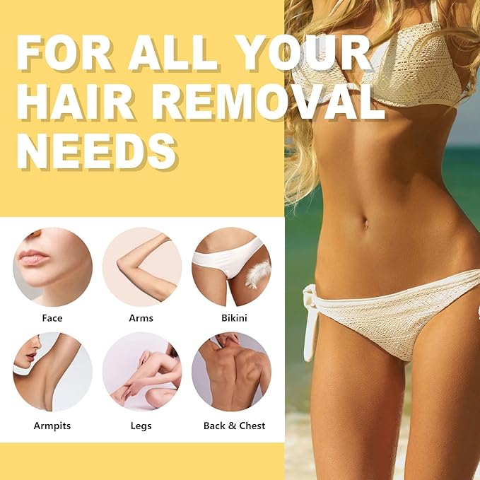 3lb Hard Wax Beads Bulk, Hypoallergenic Brazilian Waxing Bead, Unscented Sensitive Skin Stripless Wax Pellets, Coarse & Fine Hair Removal Wax Refill for Body, Face, Bikini Line, Underarm, Chest, Legs