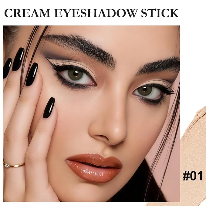 Dual-Ended Cream Eyeshadow Stick, Matte Nude Waterproof Long-Lasting Crease-Proof Neutral Eye shadow Pencil for Women, Smooth Blendable Eye Shadow Crayon with Built-in Smudger, 01 Nude Whisper