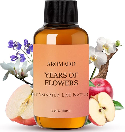 Aromadd Years of Flowers Diffuser Oil Inspired by Luxury Hotel Scent, Essential Oils for Waterless Diffuser, Freesia & Osmanthus, Long-Lasting & Natural Home Fragrance - 3.38 fl oz (100 mL)