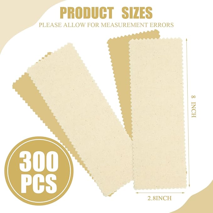 Loopeer 300 Pcs Natural Muslin Epilating Face Wax Strips Hair Removal Eyebrow Precut Body Facial Cotton Wax Cloth Strip for Women Men(8 x 2.8 Inch)