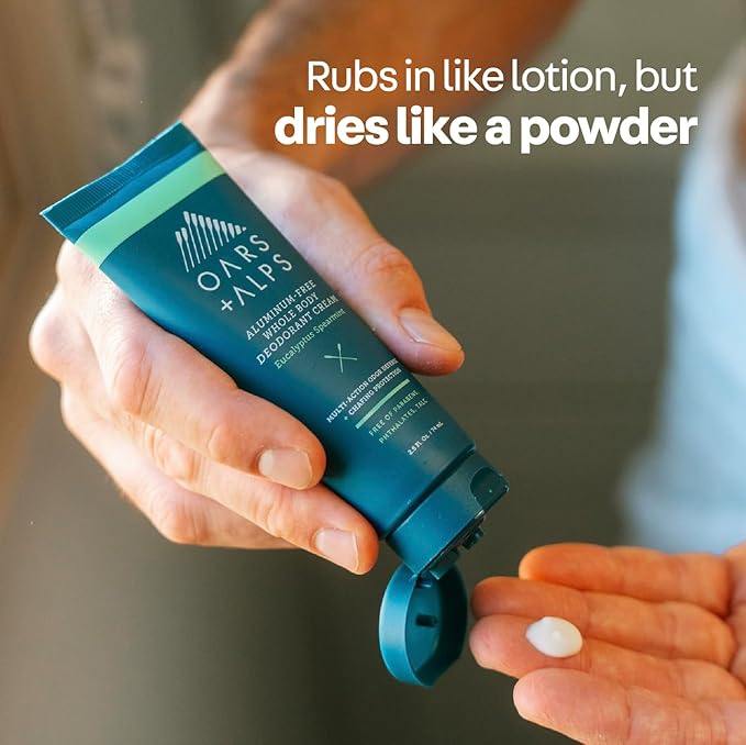 Oars + Alps Whole Body Deodorant for Men & Women, Aluminum Free & Deodorant with Spearmint, Citrus, Cedar, Multi-Action Odor Defense, Long Lasting, Anti-Chafe, Eucalyptus Spearmint, 2.5oz