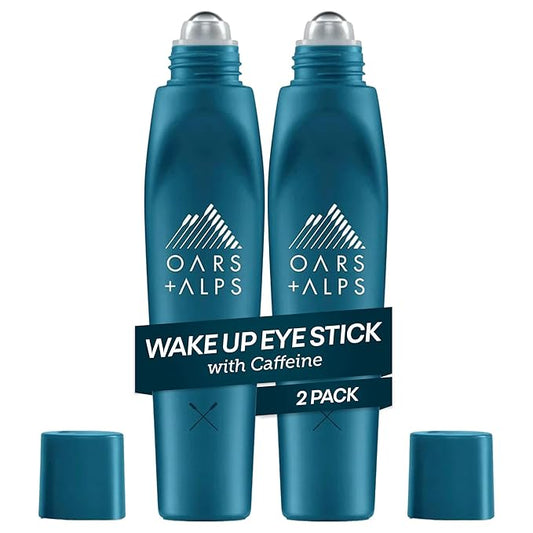 Oars + Alps Wake Up Eye Roller and Eye Depuffer, Infused with Caffeine and Aloe Vera, TSA Friendly, 0.5 Oz, 2 Pack