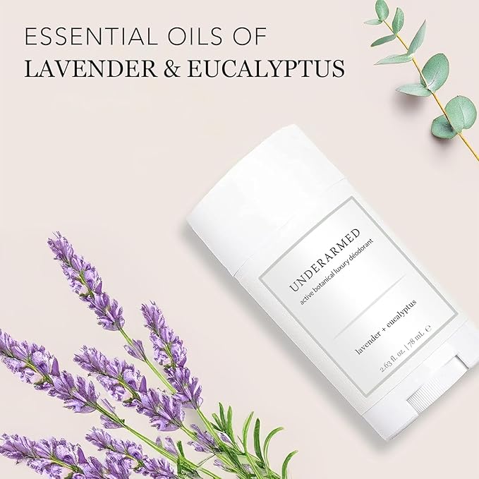 Underarmed Lavender + Eucalyptus Aluminum-Free Deodorant, Coconut + Essential Oils, Baking Soda, Raw Honey & Mineral Salt | Non-GMO Vegan Formula For Women & Men