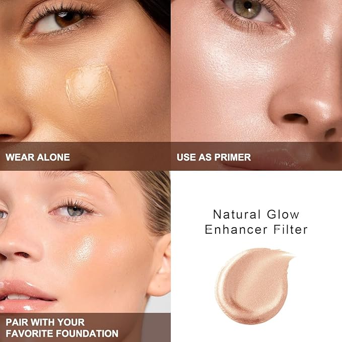 PHOERA Glow Enhancer Filter,Natural Radiant Filter Effect Silk Perfect Flawless Skin Glow Tint Foundation. (04 Deep)