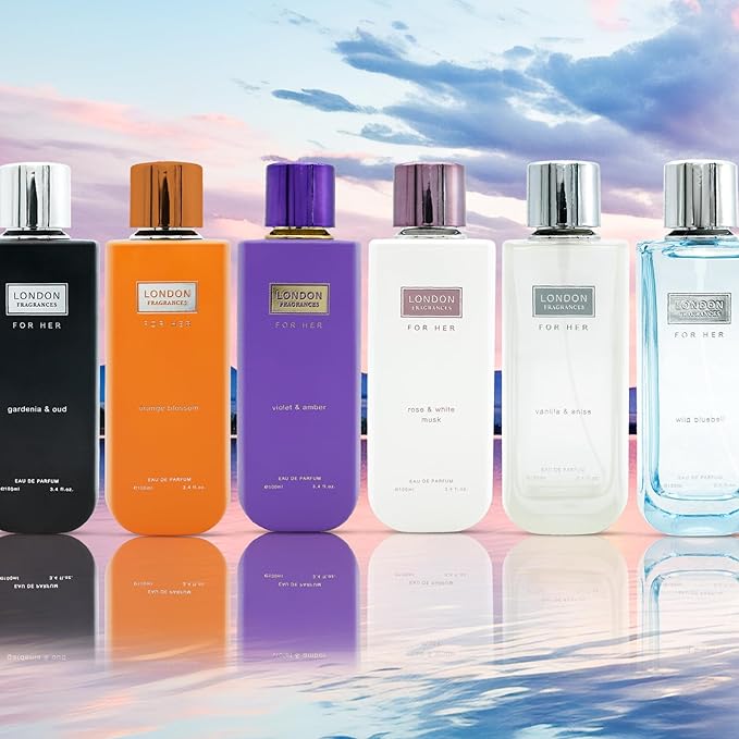 London Fragrances Violet and Amber - Powdery Oud, Perfumes for Women - Women's Fragrances with Coconut and Patchouly - 3.4 oz EDP Spray