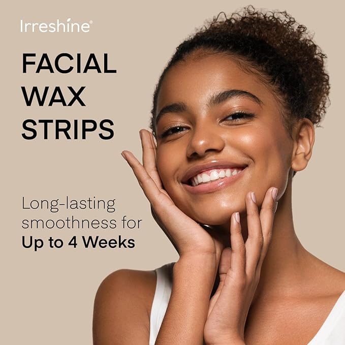Facial Wax Strips for Hair Removal: Women Face Upper Lip Eyebrow Chin Waxing Hair Remover Kit - Natural & Vegan Ready to Use At Home & Travel - Sensitive Skin Friendly, 40 Ct with 6 Wipes