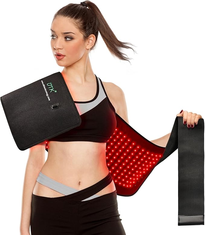 UTK 36" x 11" Blue & Red Light Therapy for Body, 330 LEDs Extra Large Near Infrared Light Therapy Pad, 470nm & 660nm & 850nm Light Blanket for Waist, Back, Belly, Knee Joint Muscle Pain Relief