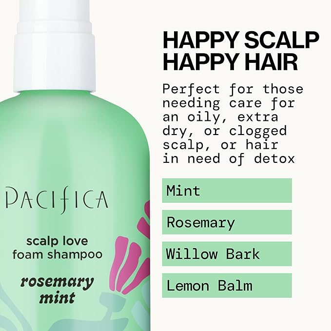 Pacifica Rosemary Mint Scalp Detox Shampoo – Clarifying Shampoo for Dry Flaky Scalp, Removes Buildup & Excess Oil, Invigorating Rosemary + Mint Clean Beauty Vegan Dermatologist Tested