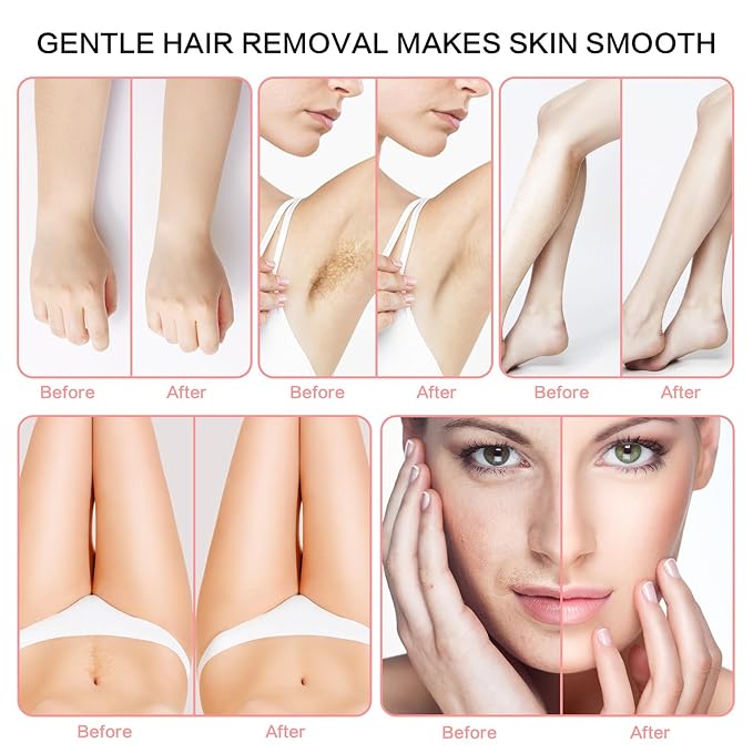 Portable Wax Warmer Machine for Painless Hair Removal, Women Men Professional Wax Heater with Adjustable Temperature Set, 40pcs Sticks (Pink - Double Pots)