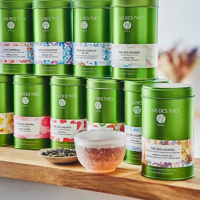 Palais des Thés - Geisha Flower - Green Tea & Cherry Blossom - Premium Loose Leaf, Serves 20-25 Cups - 3.5oz Tin