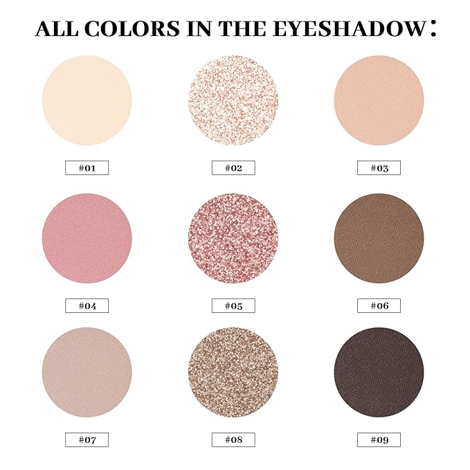 Neutral Eyeshadow Palette, Nude Eyeshadow Palette, Matte Eye Shadow Makeup Palette with Mirror, Long-Lasting Wear, Vegan, Cruelty-Free - 0.5oz