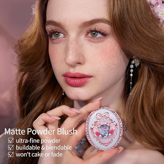 Flower Knows Midsummer Fairytales Velvet Embossed Blush,Tangerine Matte Finish,Buildable & Blendable Powder Blush for cheeks,Natural Flush for All Skin Tones(04 Summer Blossom,5g)