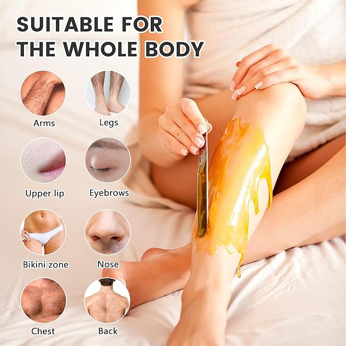 Professional Waxing Kit Wax Warmer Double Pot Wax Heater Machine for Hair Removal, Large Waxing Pot for Spa Salon Beauty Esthetician Home, with Non-Stick Easy Clean Pot, 50 Sticks & 20 Collar, White