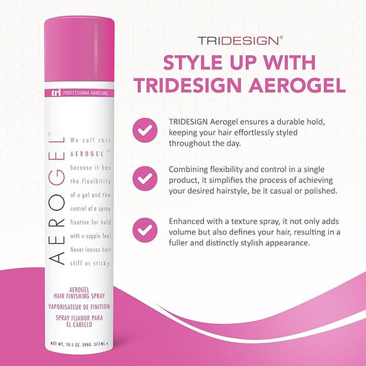 TRI Design Aerogel Hairspray - Strong Hold Hair Finishing Spray for Volumizing & Control, Flexible Styling for All Hair Types, Non-Sticky and Scented - For Women and Men - Pack of 4 (10.5 Oz)