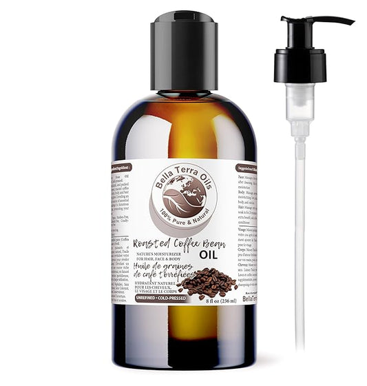 Bella Terra Oils – Roasted Bean Oil 8 oz – Pure Extract from Roasted Seeds, Enriched with Fatty Acids, An Elixir for Skin