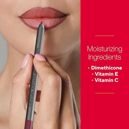 Mirabella Line & Define Lip Definer Lip Pencil, Smoothing & Moisturizing Retractable Lip Liner with Long-Lasting & Ultra-Creamy Formula, Antioxidants Vitamin C & E, & Built-In Sharpener - Sassy