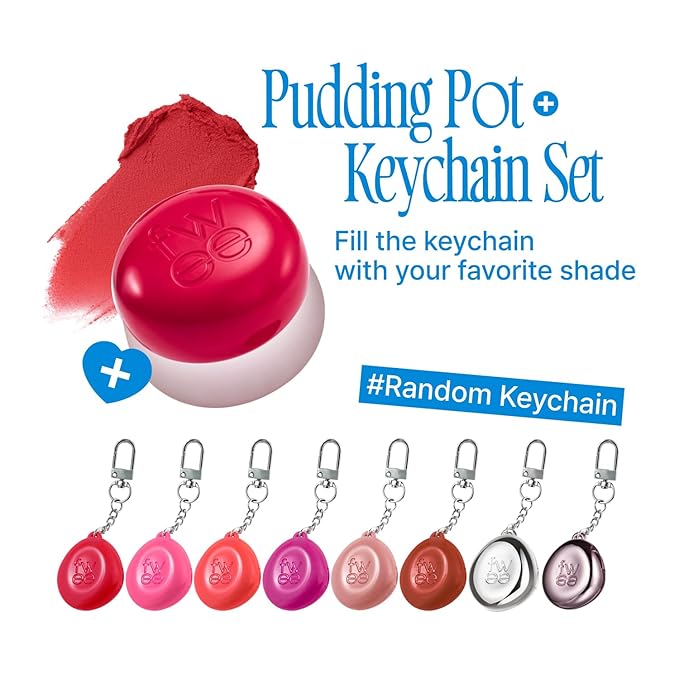 Blurry Pudding Pot + Keychain SET | Airbrushed Blush & Lip, Buildable Pigment, Long-lasting, Lightweight, Easy to Blend, Natural Soft Matte Finish Makeup – Ambitious (Warm Red) | 0.17 oz