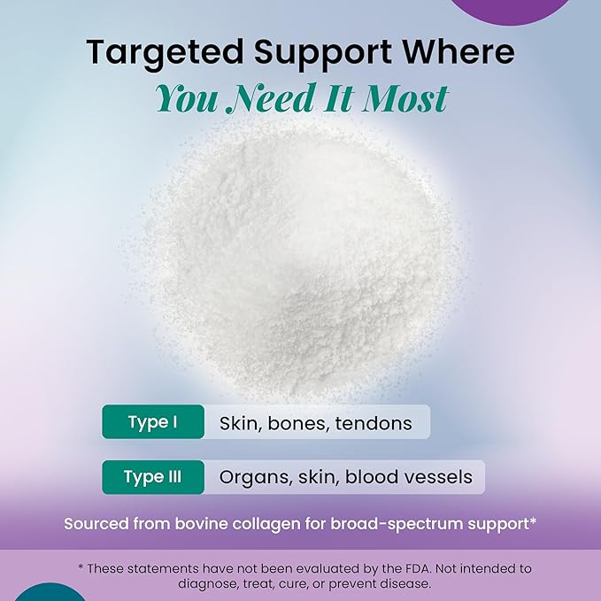 Organic Excellence Collagen Peptides, Grass-Fed Bovine Unflavored Collagen Powder Type I & III Hydrolyzed Collagen, Support Skin, Joints, Gut, Hair, Nails, Non-GMO, 12g Protein/Serving, 16 oz (453g)