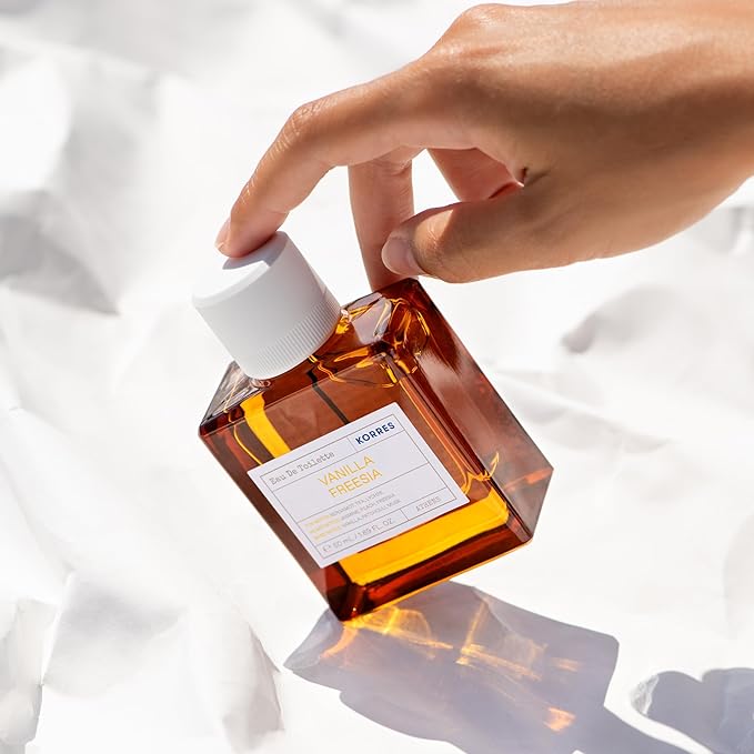 KORRES Eau De Toilette, Vanilla Freesia Fragrance Spray, Unisex Perfume With Lychee, Peach, Crisp Bergamot, Warm Vanilla And Patchouli, Floral Amber Scent For Women And Men, 1.69 Fl Oz