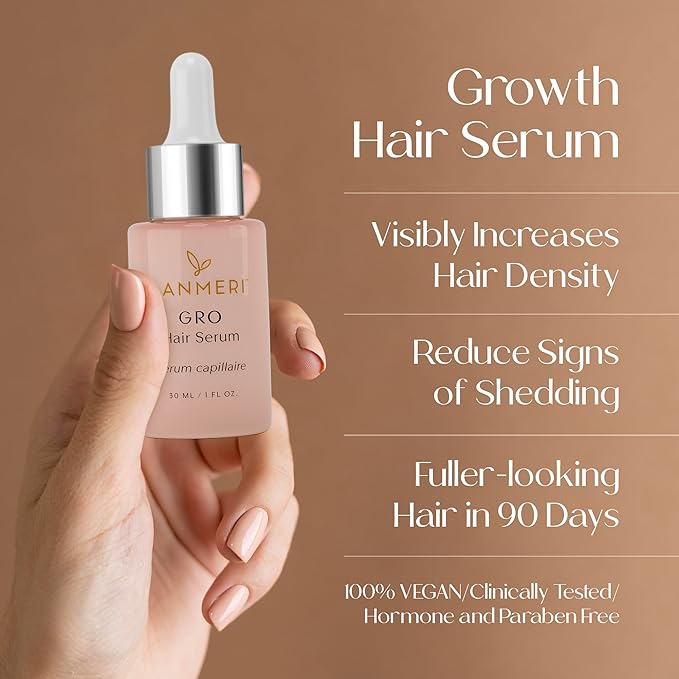 Lanmeri Vegan Hair Growth Serum for Women & Men - Natural Scalp Treatment for Thinning Hair and Hair Regrowth - Fuller-looking, Thicker and Healthier Hair in 90 Days, All Hair Types