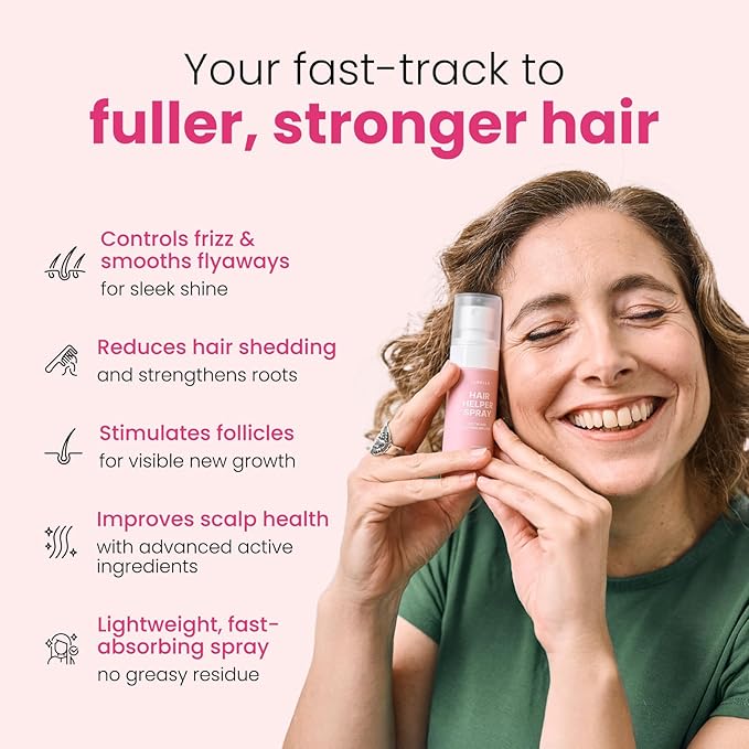 Trybello Hair Helper Spray - Hair Growth Serum with Biotin & Castor Oil - Caffeine Infused Hair Treatment for Thicker, Fuller Hair - Repair Thinning Hair Naturally - Vegan, Cruelty-Free Formula, 2Pack