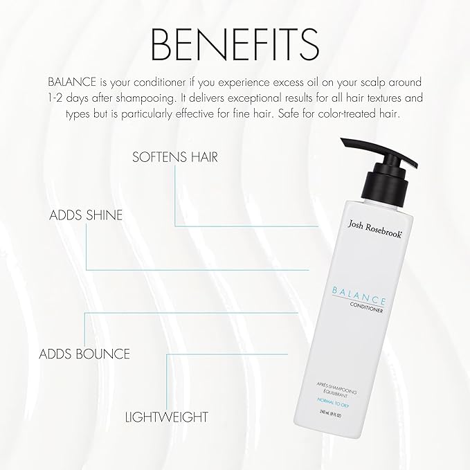 Josh Rosebrook Balance Conditioner A light, volumizing conditioner formulated for all hair textures and types with balanced to oily scalp conditions (8 Fl Oz)