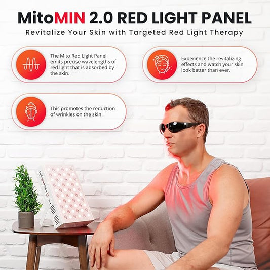 Mito Red Light – MitoMIN 2.0 Red Light Panel – Red Light Therapy for Face and Neck – Red Light & Near Infrared Red Light Therapy – at-Home Red Light Therapy for Body